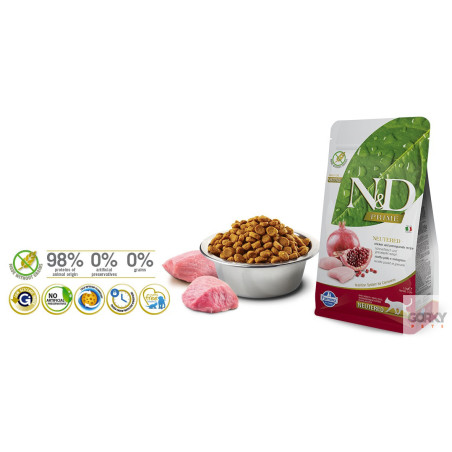 Farmina N&D Cat Prime Adult Neutered - Frango & Romã – Ração Superpremium Sem Cereais