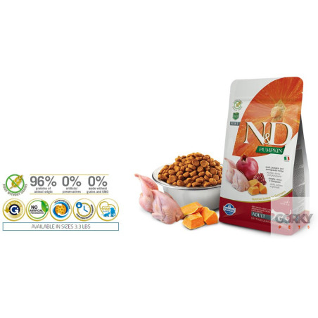Farmina N&D Pumpkin Quail, Pumpkin & Pomegranate – Ração Sem Cereais para Gatos Adultos