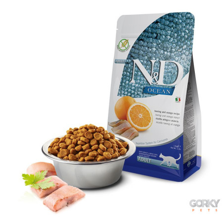 N&D Cat (Ocean) Adulto - Arenque & Laranja – Ração Sem Cereais