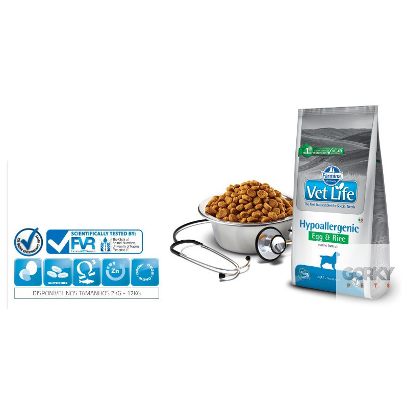 Farmina Vet Life Hypoallergenic Egg & Rice | Ração Hipoalergénica Monoproteica para Cães Adultos