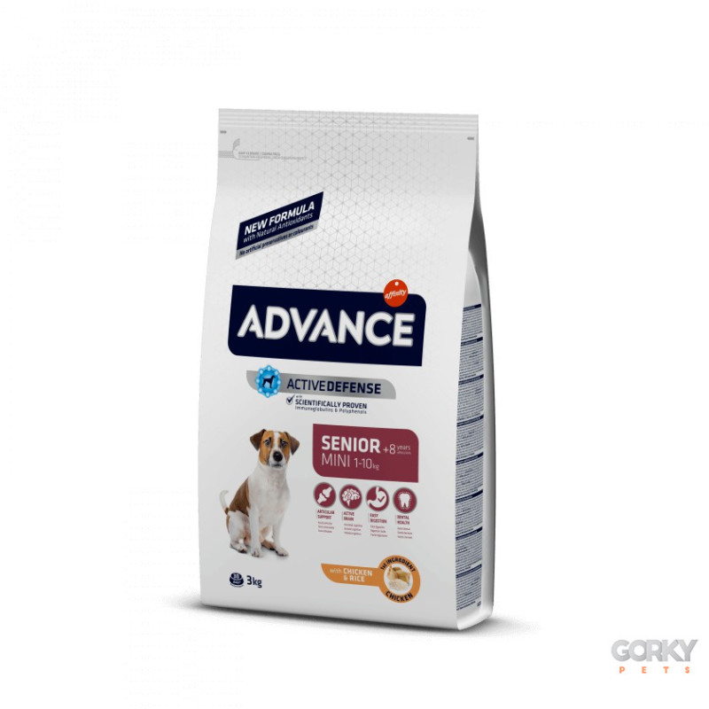 Advance Dog Mini Senior 8+ – Frango & Arroz | Nutrição Sénior para Raças Pequenas