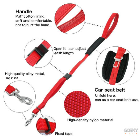 Trela 2 em 1 (Trela + Trela Cinto de Segurança) - GP Acessórios