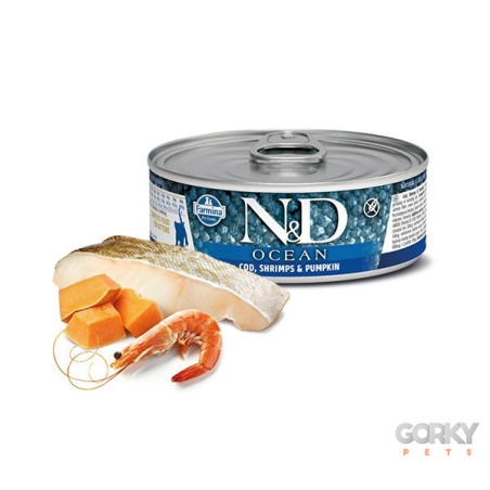 N&D Cat (Ocean) Kitten Húmido - Atum, Bacalhau, Camarão & Abóbora – Ração Superpremium