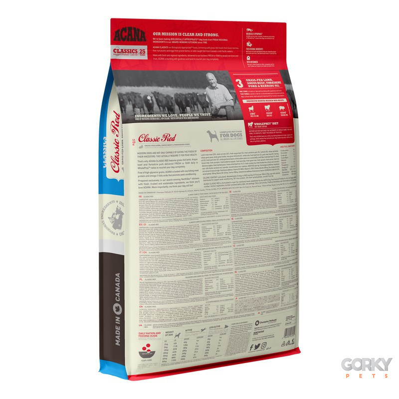 Acana Classic Red – Ração com Carne de Vaca, Cordeiro e Porco para Cães Adultos