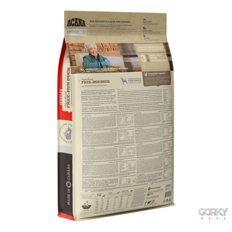 Acana Singles Free-Run Duck – Ração Monoproteica com Pato para Cães com Intolerâncias
