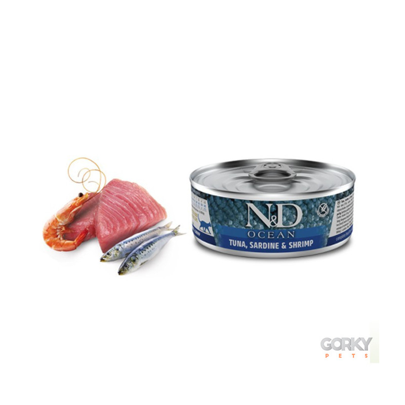Farmina N&D Ocean Tuna, Sardine & Shrimp Adult – Comida Húmida Completa para Gatos Adultos