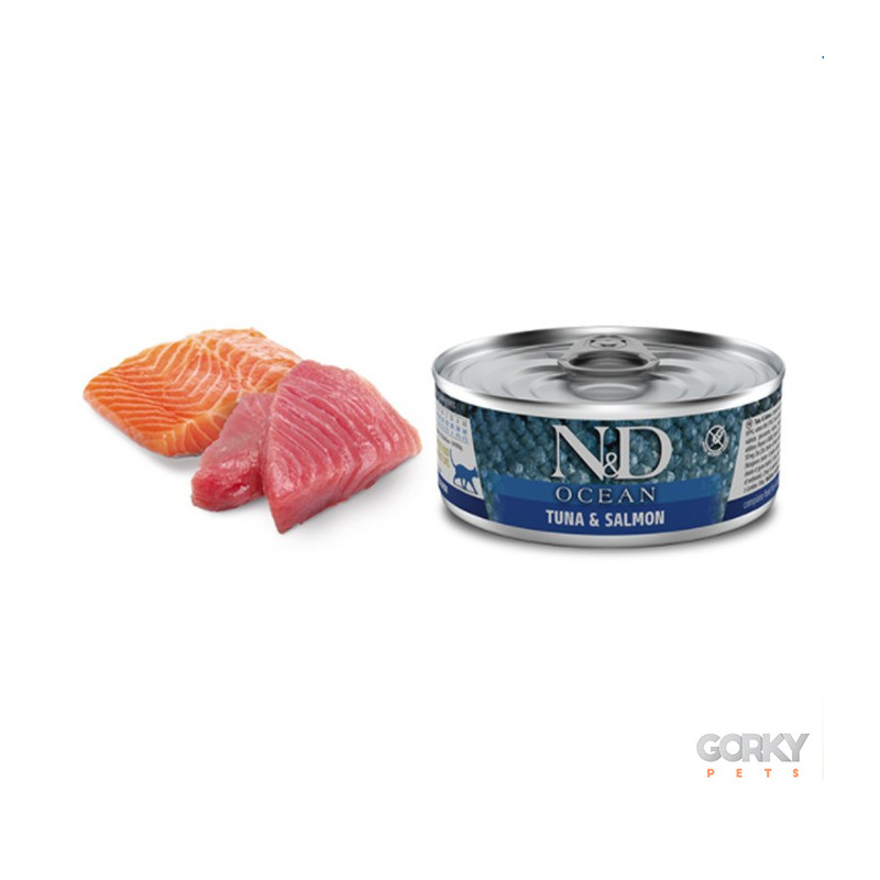 N&D Cat (Ocean) Adulto Húmido - Atum & Salmão – Alimento Completo