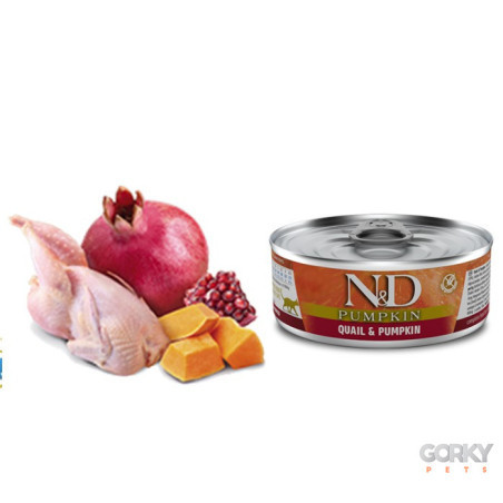 N&D Cat (GF Abóbora) Adult Húmido - Codorniz & Abóbora – Ração Sem Cereais