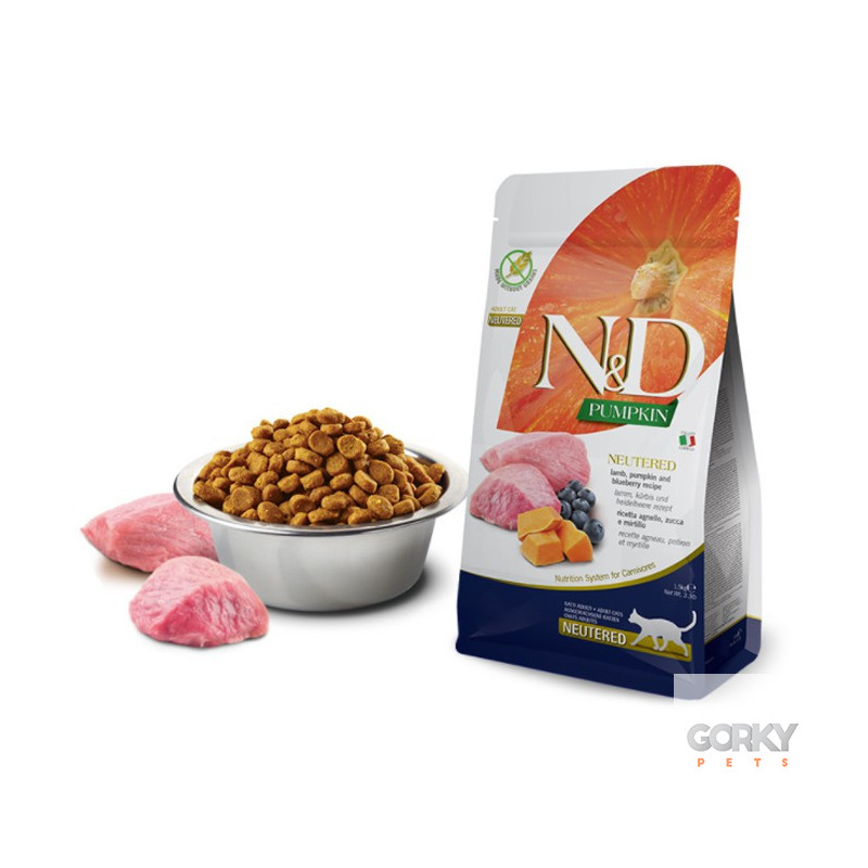 N&D Cat (GF Abóbora) Adult Neutered - Borrego & Amora – Ração Sem Cereais