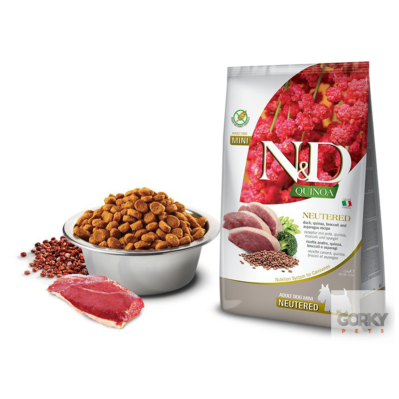 N&D Quinoa Neutered Adult Mini Pato & Quinoa – Ração Sem Cereais