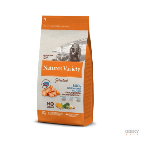 Nature's Variety Selected Adult Medium/Maxi Grain Free Salmão | Ração Natural para Cães Médios e Grandes