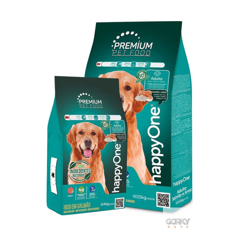 happyOne Premium Adulto - Salmão & Arroz | Ração Cão