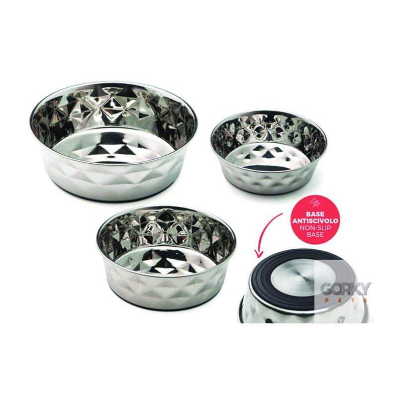 Tigela/ Comedouro Diamante c/ Fundo de Borracha - LeoPet | GORKY PETS
