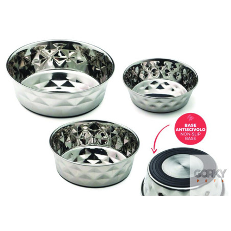 Tigela/ Comedouro Diamante c/ Fundo de Borracha - LeoPet | GORKY PETS