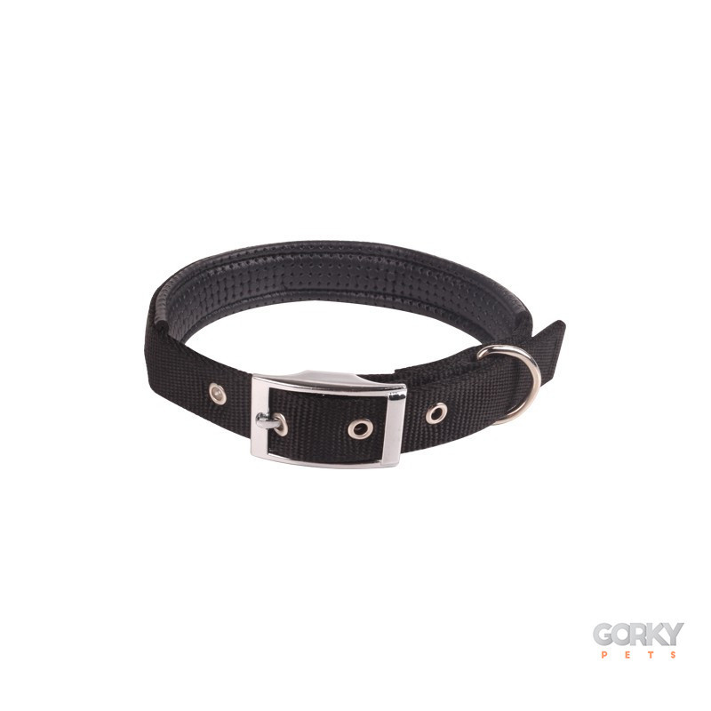 Coleira Preta Nylon Acolchoada - GP Acessórios | GORKY PETS