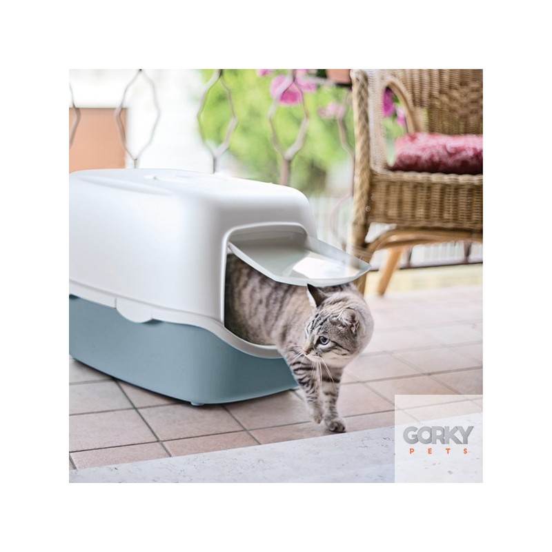 Stefanplast CATHY Branco e Azul - Caixa de Areia para Gato | GORKY PETS