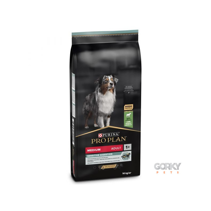 PRO PLAN Cão Adulto Médio Digestão Sensível Rico em Borrego | Ração Superpremium para Cães Médios com Digestão Sensível