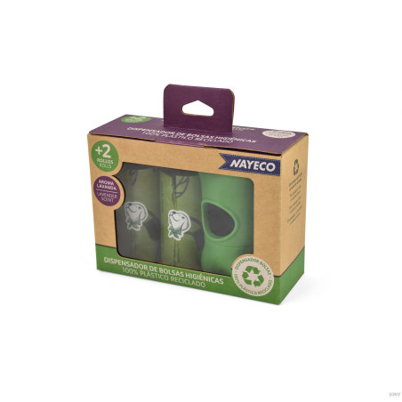 Pack Dispensador +2 Rolos Sacos Biodegradáveis Aroma Lavanda - Nayeco | GORKY PETS