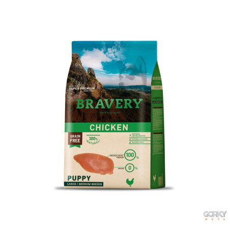 Ração Bravery Puppy Medium/Large Grain Free – Frango