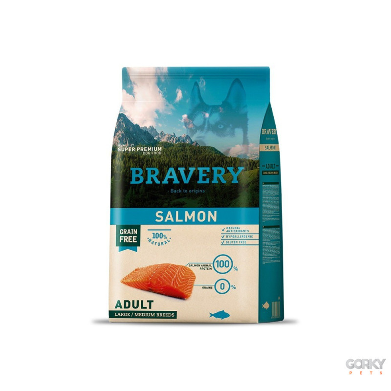 Ração Bravery Adult Medium/Large Grain Free – Salmão