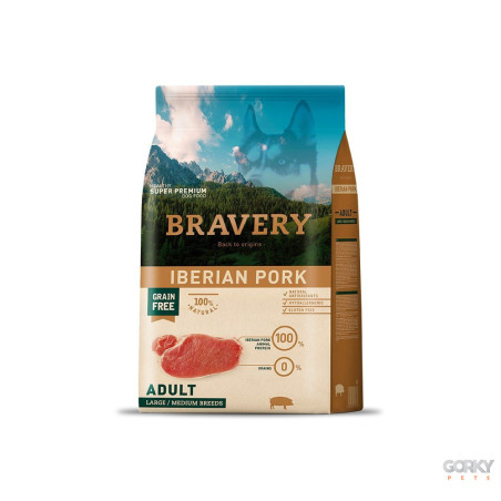 Ração Bravery Adult Medium/Large Grain Free – Porco Ibérico