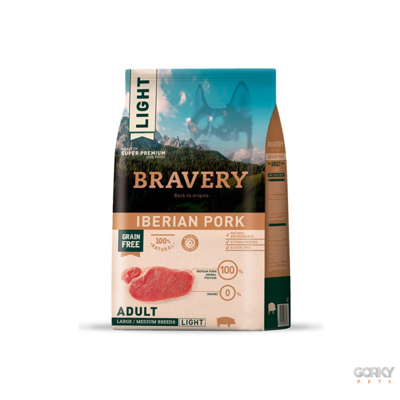 Ração Bravery Adult Medium/Large Light – Porco Ibérico Sem Cereais