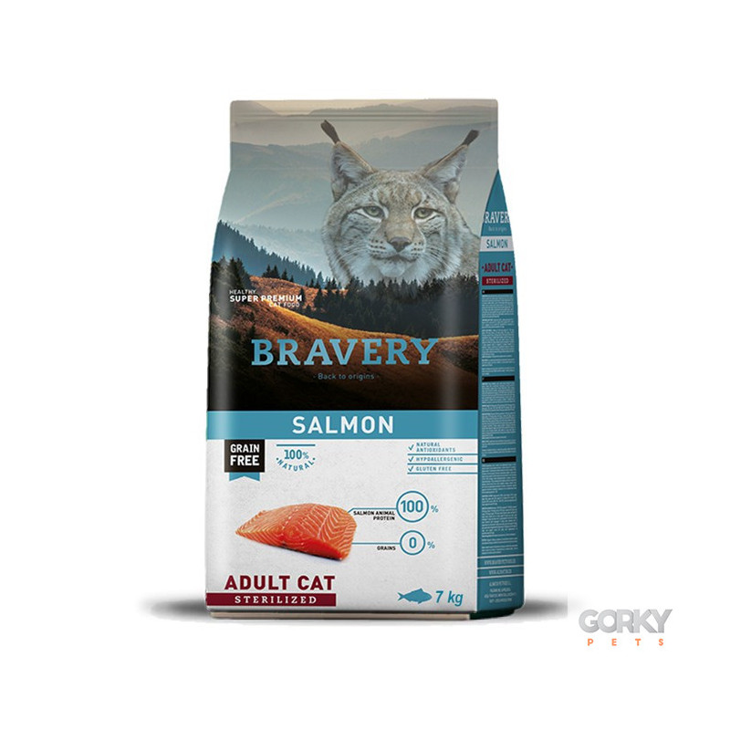 Ração Bravery Cat Grain Free Adult Esterilizado – Salmão
