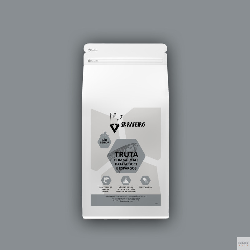 Sr. Rafeiro Grain Free Sénior Truta, Salmão – Ração Sem Cereais | GORKY PETS