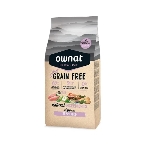 Ownat Cat Just Grain Free Sterilised Chicken | Alimentação para Gato Adulto | Ração Sem Cereais