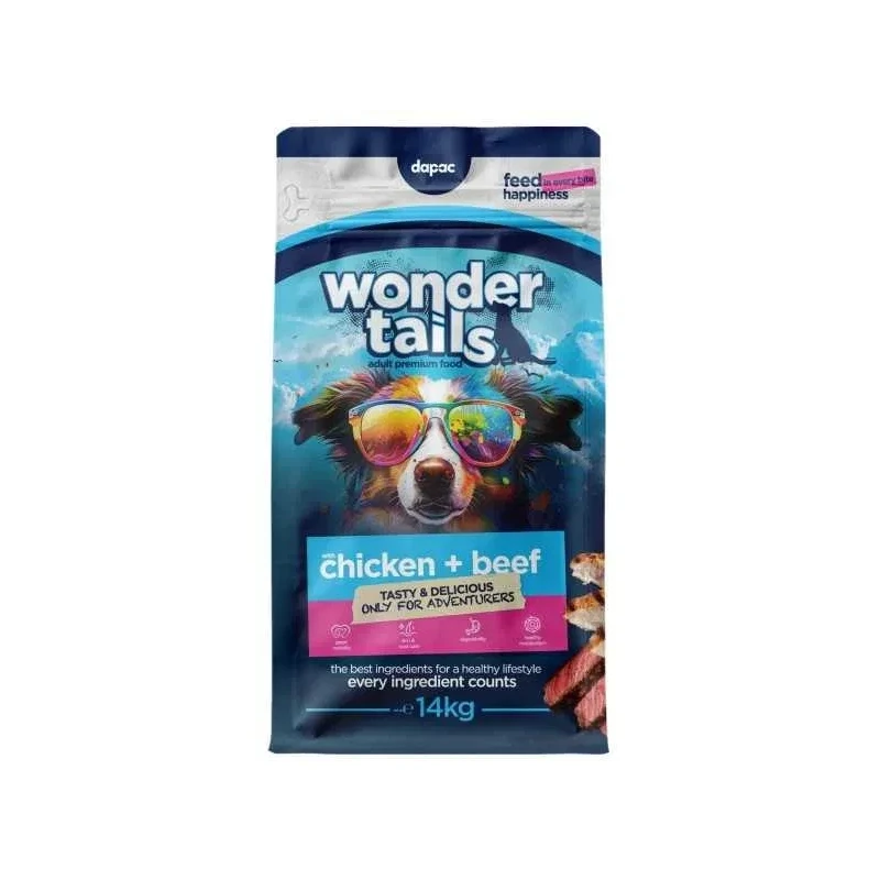 Wonder Tails Adult Chicken + Beef – Ração Premium para Cães