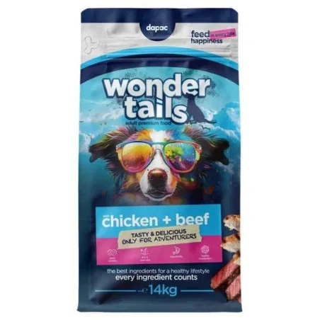 Wonder Tails Adult Chicken + Beef – Ração Premium para Cães