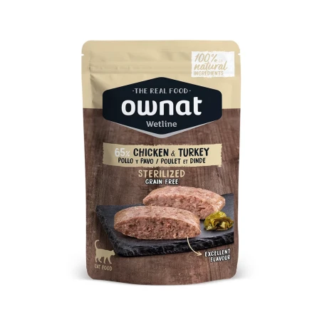 Ownat Cat Wetline Saquetas Perú & Frango Sterilised – Gatos esterilizados