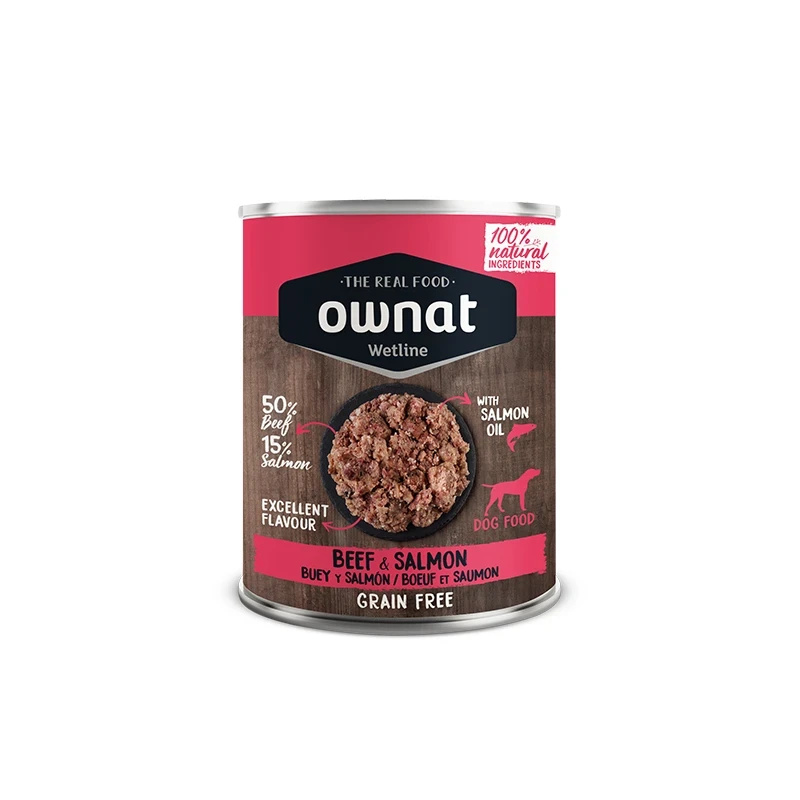 Ownat Dog Wetline – Lata Vaca & Salmão | Alimento Húmido Natural para Cães