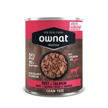 Ownat Dog Wetline – Lata Vaca & Salmão | Alimento Húmido Natural para Cães