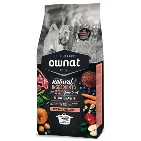 Ownat Ultra Medium Borrego & Arroz – Ração para Cão Médio Sensível