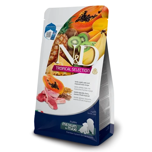 Farmina N&D Tropical Puppy Medium Maxi Borrego Ração Cachorro
