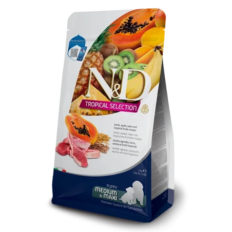 Farmina N&D Tropical Puppy Medium Maxi Borrego Ração Cachorro