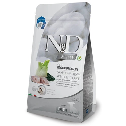 N&D White Sea Bass, Spirulina & Fennel Puppy Mini | Ração Completa para Cachorros