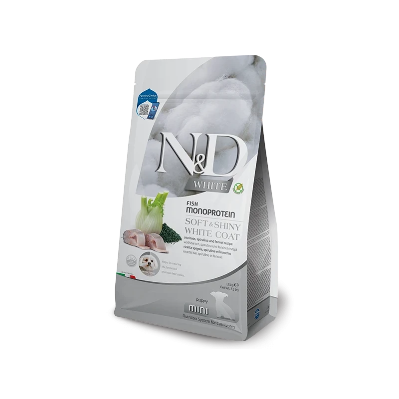 N&D White Sea Bass, Spirulina & Fennel Puppy Mini | Ração Completa para Cachorros