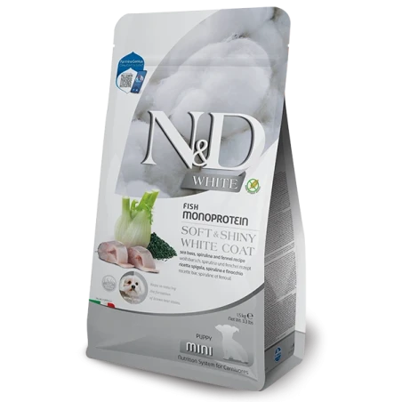 N&D White Sea Bass, Spirulina & Fennel Puppy Mini | Ração Completa para Cachorros
