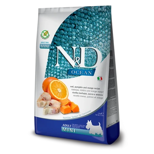 Farmina N&D Ocean Cod, Pumpkin & Orange Adult Mini - Ração Superpremium Sem Cereais