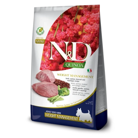 N&D Quinoa Weight Management Lamb Mini – Ração Sem Cereais