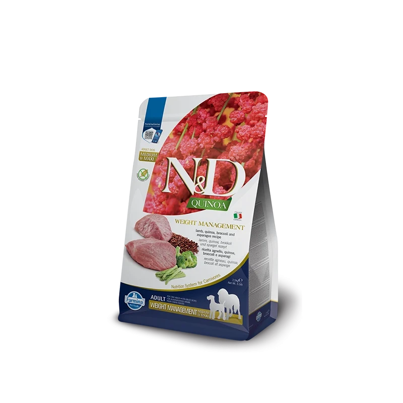 N&D Quinoa Weight Management Lamb Medium & Maxi – Ração Sem Cereais