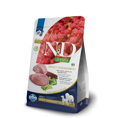 N&D Quinoa Weight Management Lamb Medium & Maxi – Ração Sem Cereais