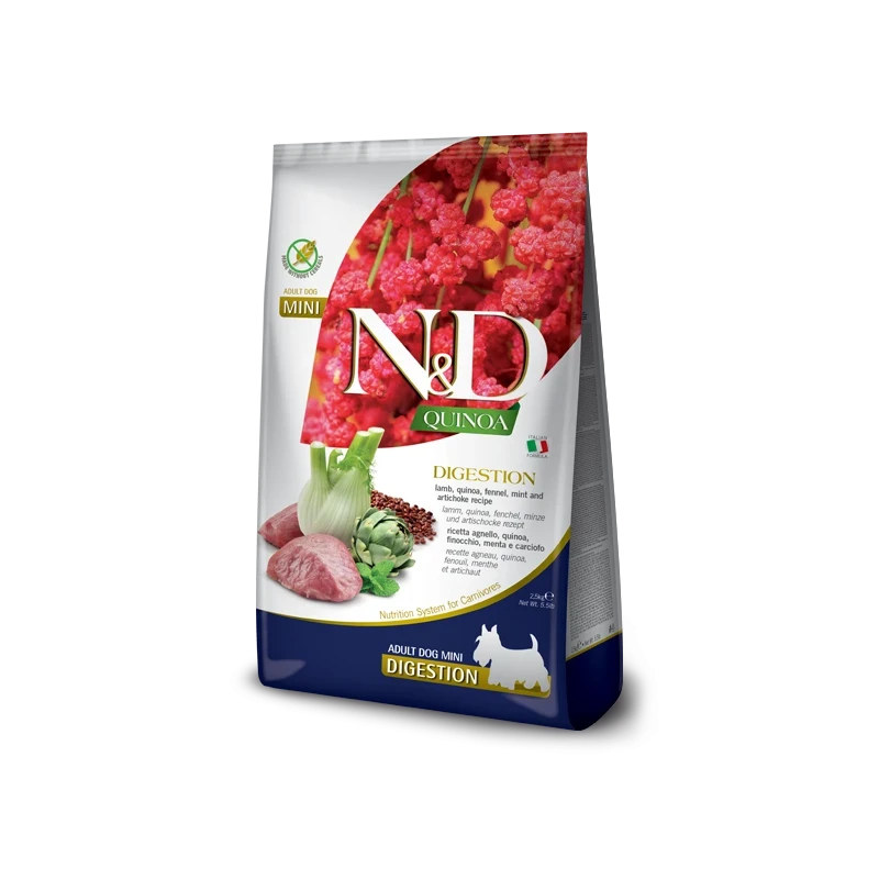 N&D Quinoa Digestion Lamb Mini – Ração Sem Cereais