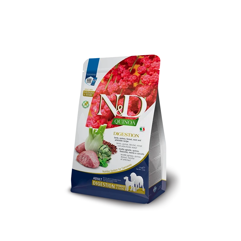 N&D Quinoa Digestion Lamb Medium & Maxi – Ração Sem Cereais