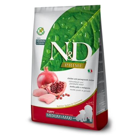 Farmina N&D Prime Chicken & Pomegranate Puppy Medium & Maxi - Ração Superpremium