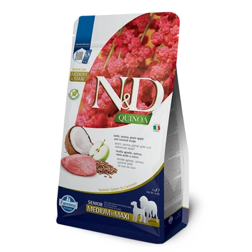 N&D Quinoa Dog Senior Medium & Maxi - Borrego e Quinoa | Ração Superpremium para Vitalidade Sénior