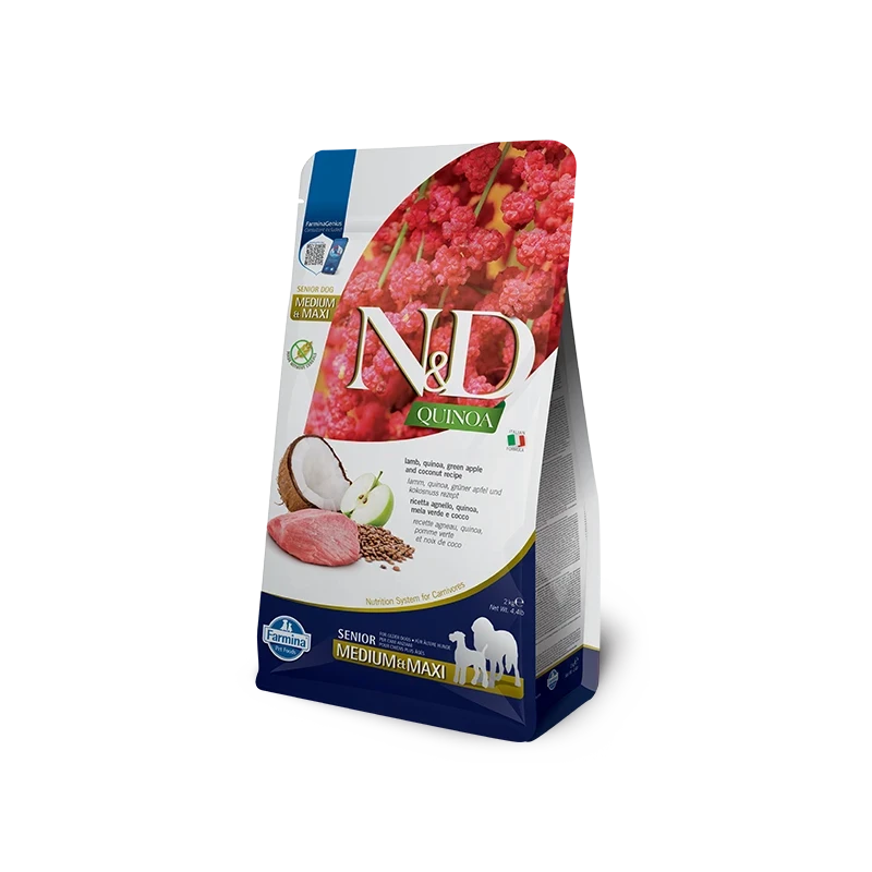 N&D Quinoa Dog Senior Medium & Maxi - Borrego e Quinoa | Ração Superpremium para Vitalidade Sénior