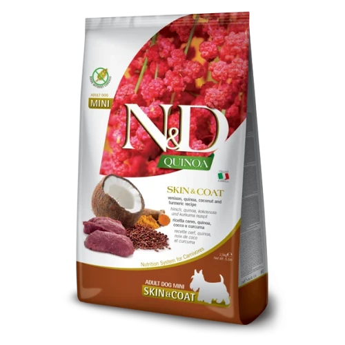 Farmina N&D Quinoa Skin & Coat Venison Mini - Ração Superpremium Sem Cereais
